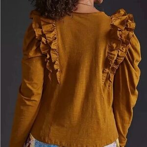 Chic Mustard Ruffle Blouse